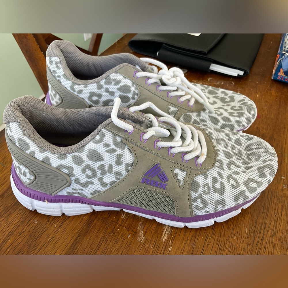 RBX Women's Leopard Print Gray and Purple Sneakers Sz 7